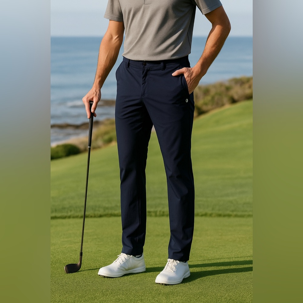 Vuga Tech Golf Pants 32 Navy Blue Stretch Flat Front Athletic Work Casual